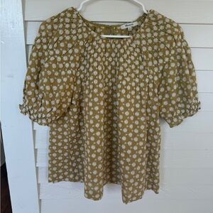 Madewell Floral Puff Sleeve Top - Mustard